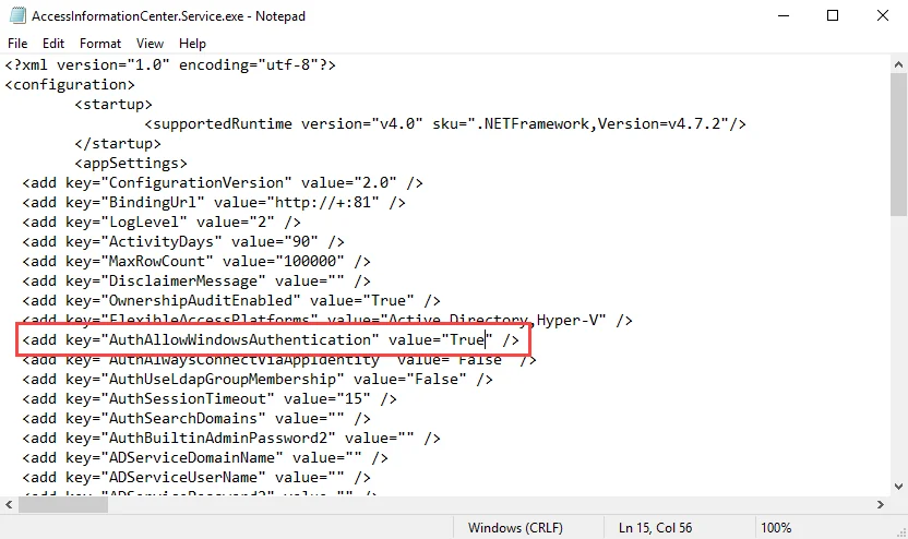 AccessInformationCenter.Service.exe config file