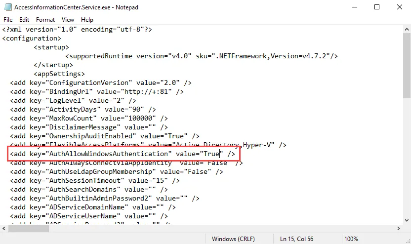 AccessInformationCenter.Service.exe config file