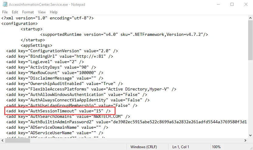 Timeout Parameter in the config file