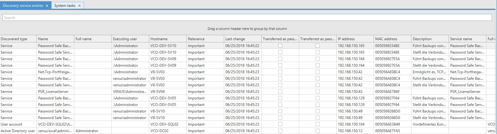 discovery service entries