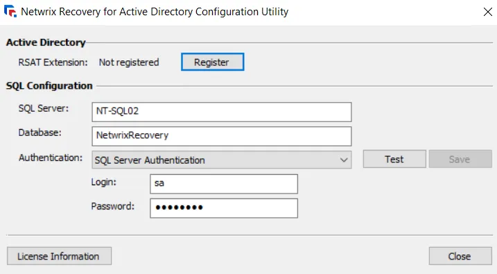   Recovery Configuration Utility