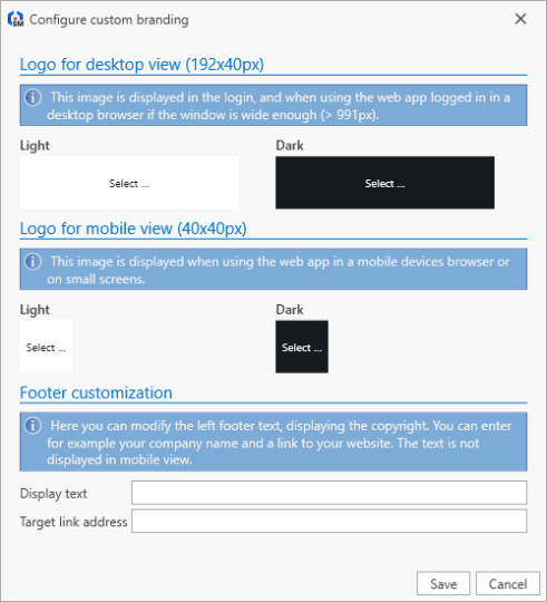 Custom branding configuration