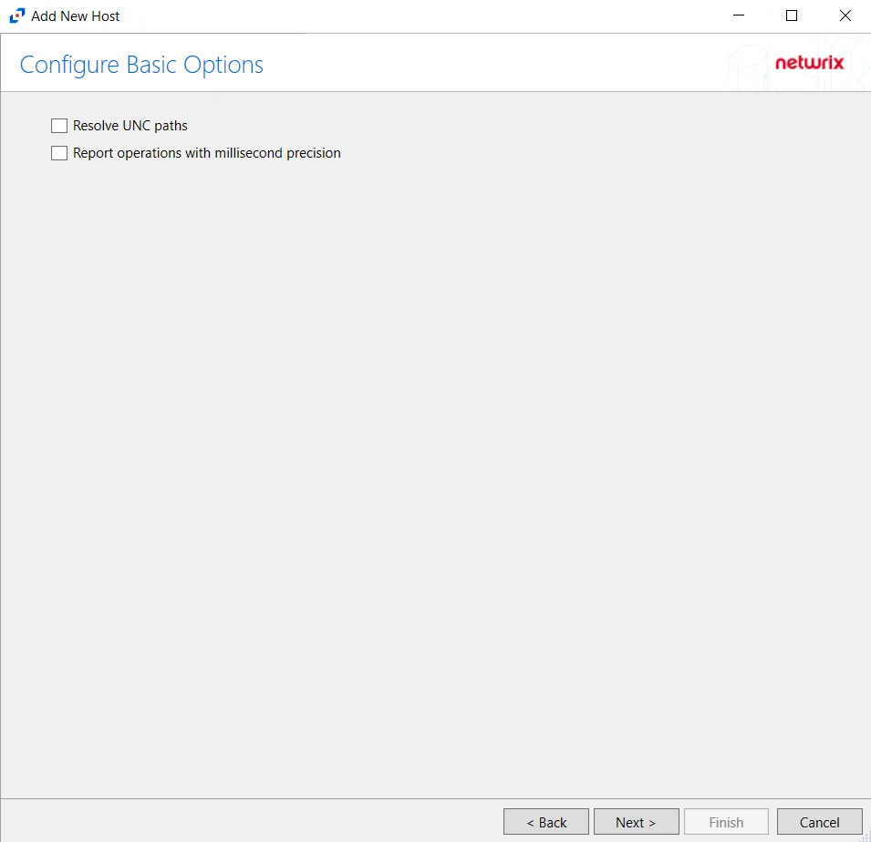 Configure Basic Options page for Hitachi NAS