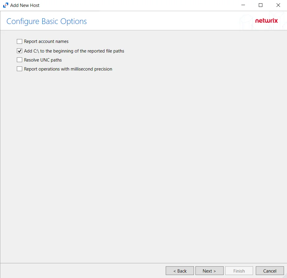Configure Basic Options page for Nasuni