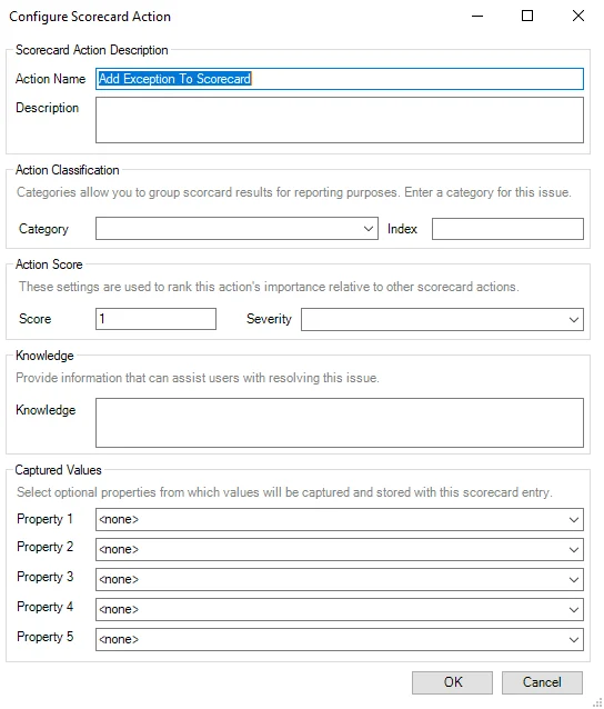 Configure Scorecard Action Window