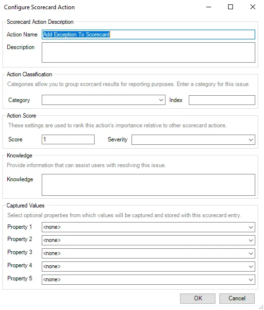 Configure Scorecard Action Window