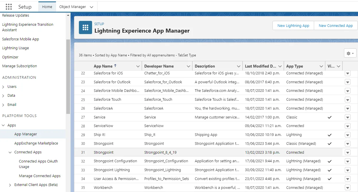 Setting for Connected App