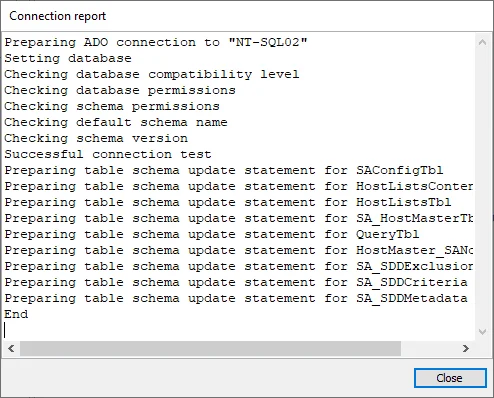 Connection report