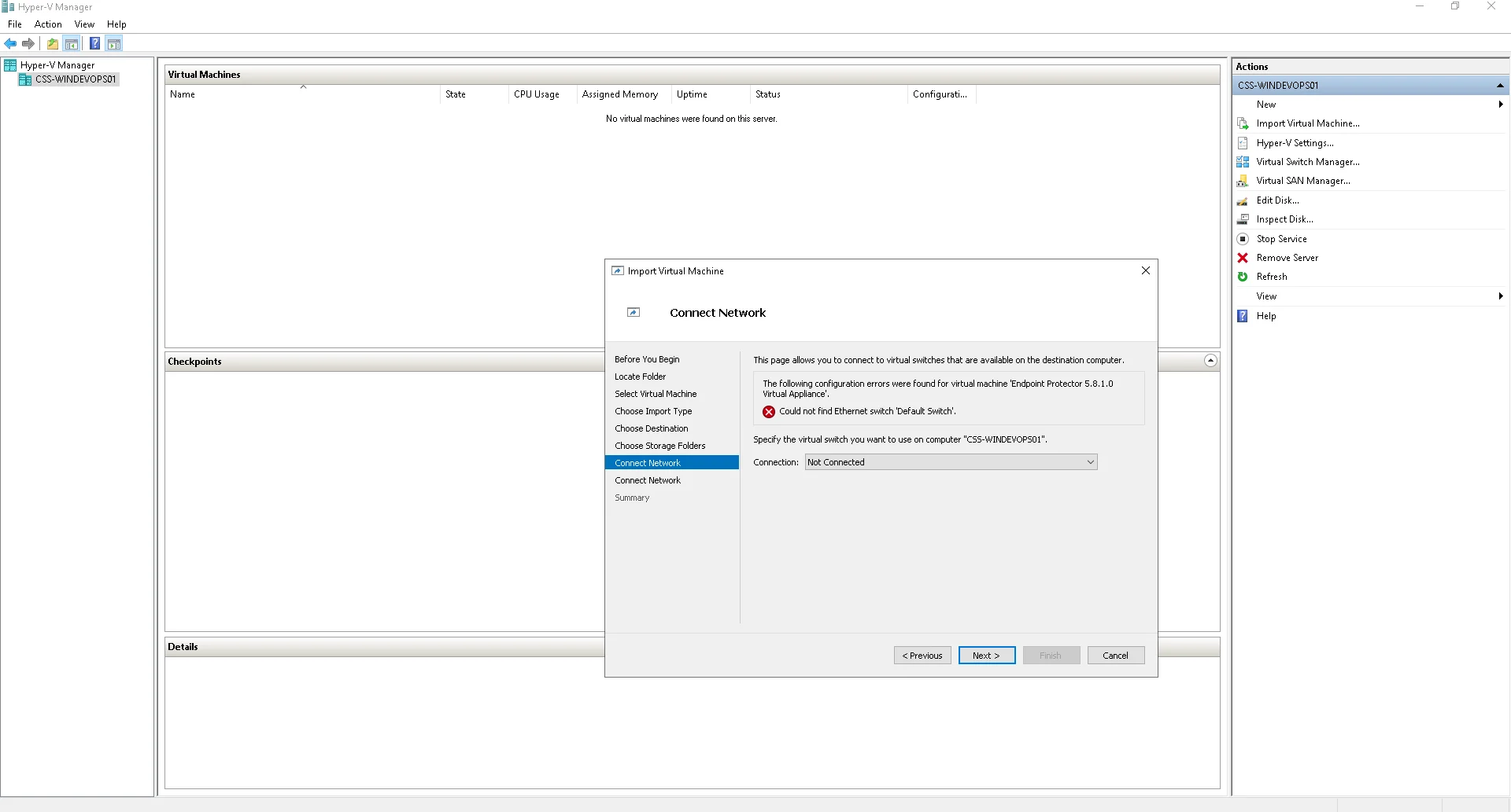 Connect network settings