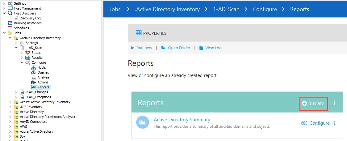 Create report option