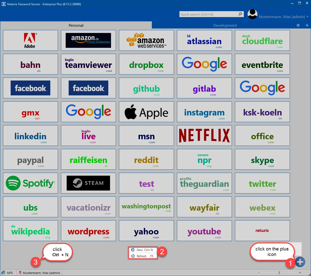create new password