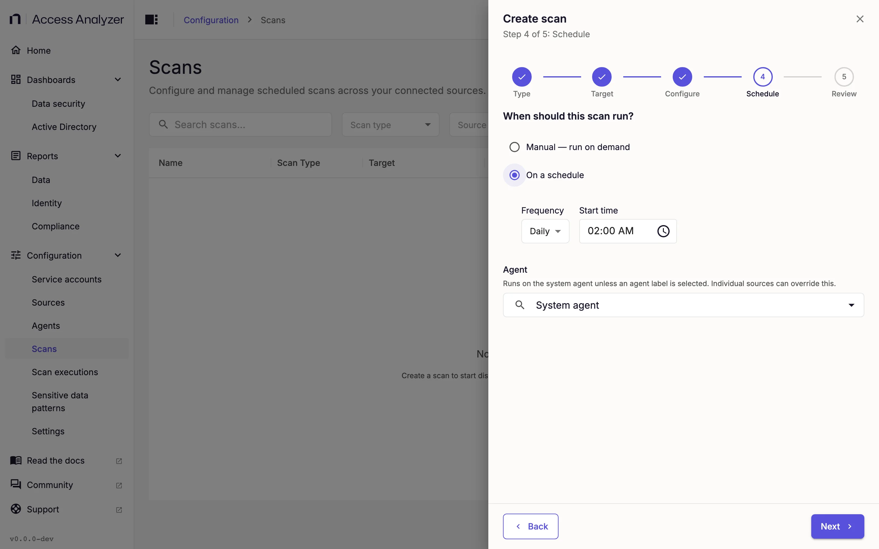 Create scan step 4 with a daily schedule