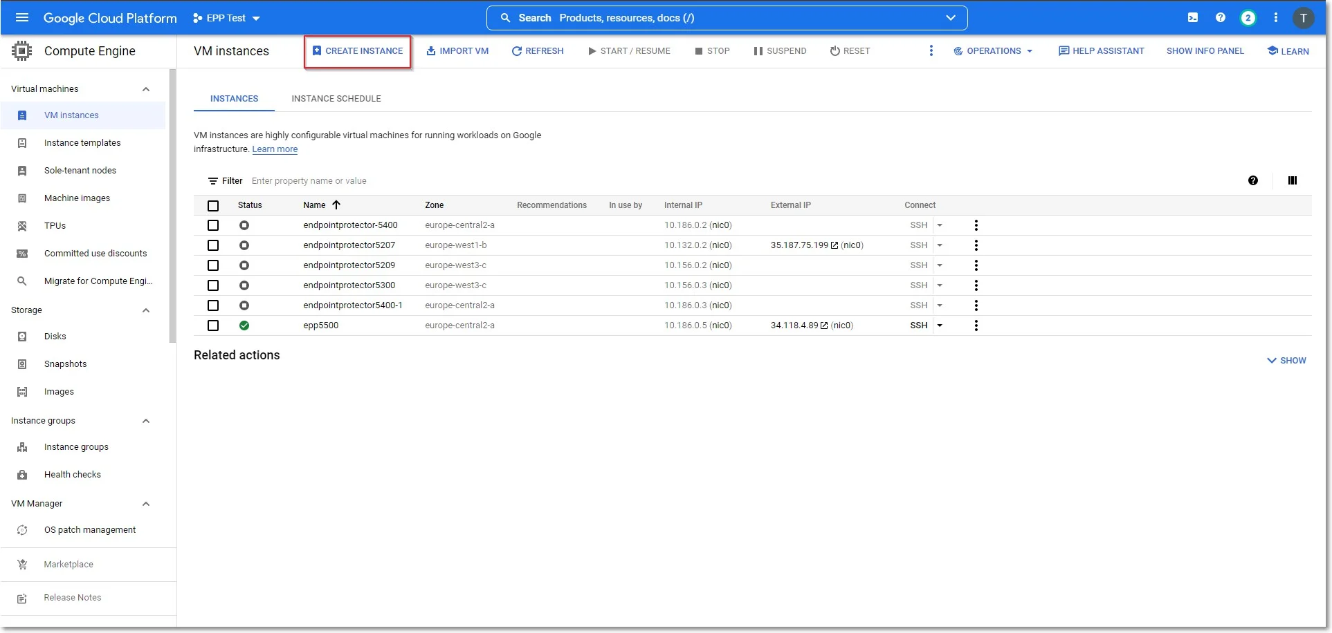 Creating Virtual Machine instance.