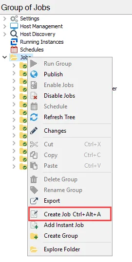 Create Job from Jobs Tree context menu