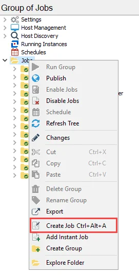 Create Job from Jobs Tree context menu