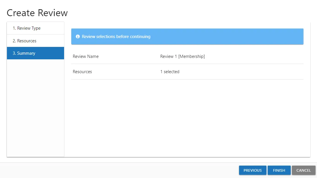 Create Review wizard showing the Summary page