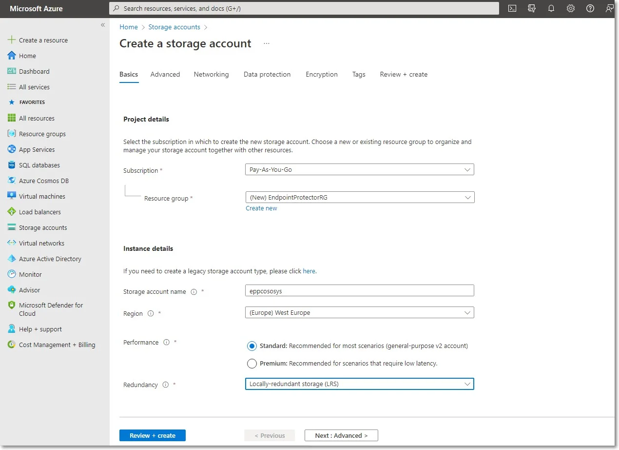  Creating a storage account