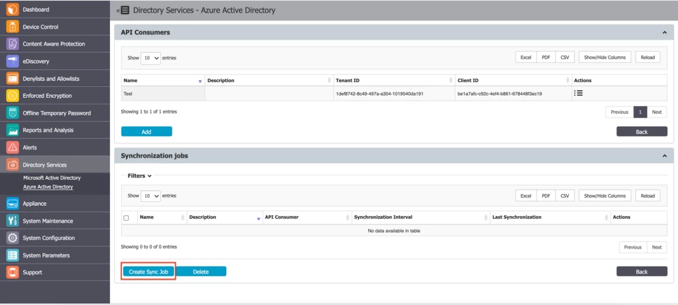 Create a Synchronization Job on the Endpoint Protector Server