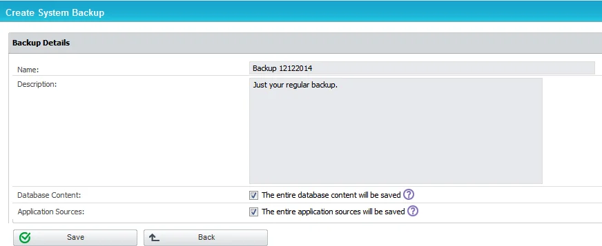 Allows you to make complete system backups