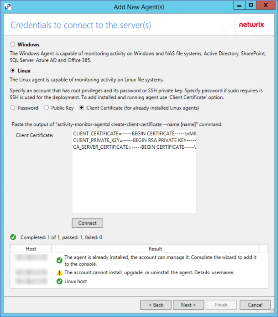 Custom Attributes Import Wizard Credentials page
