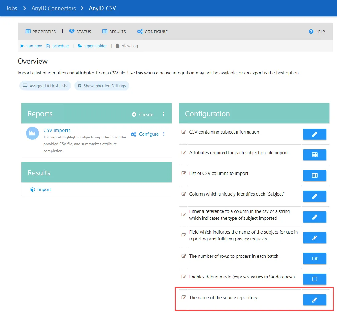  The name of the source repository parameter on the job Overview page