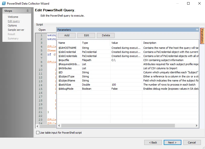 Edit Query Page