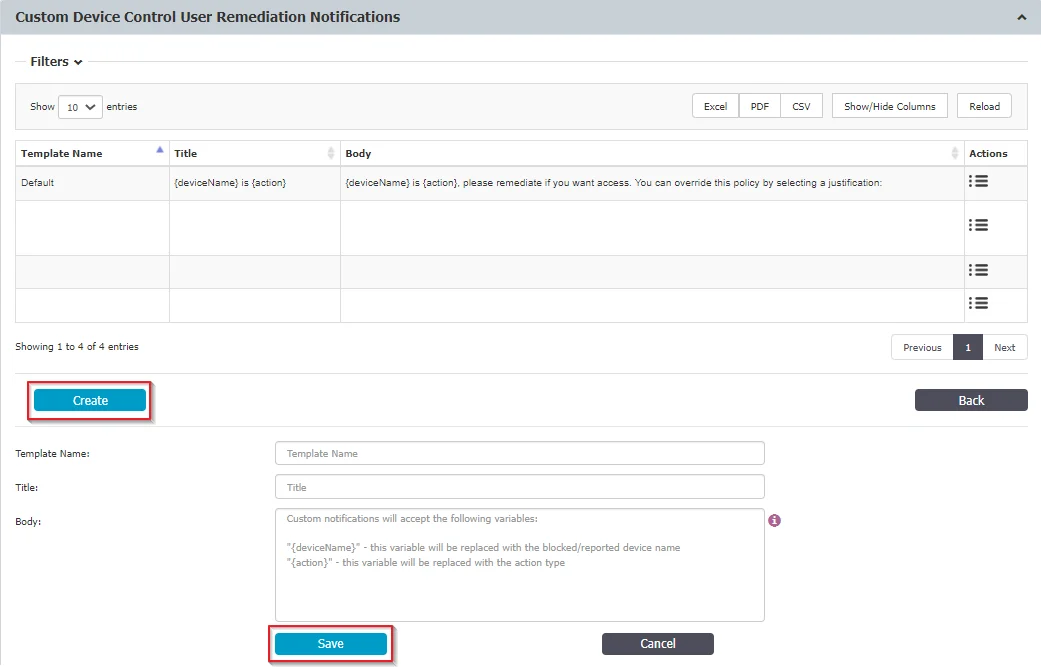 Custom Device Control User Remediation Notiﬁcations