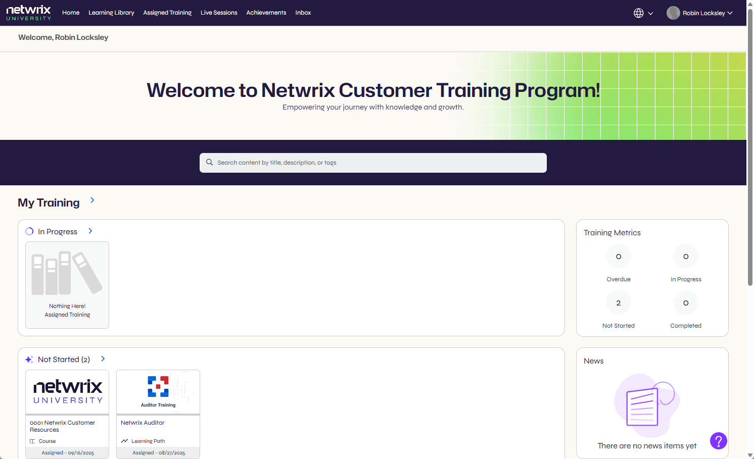 Netwrix University Dashboard