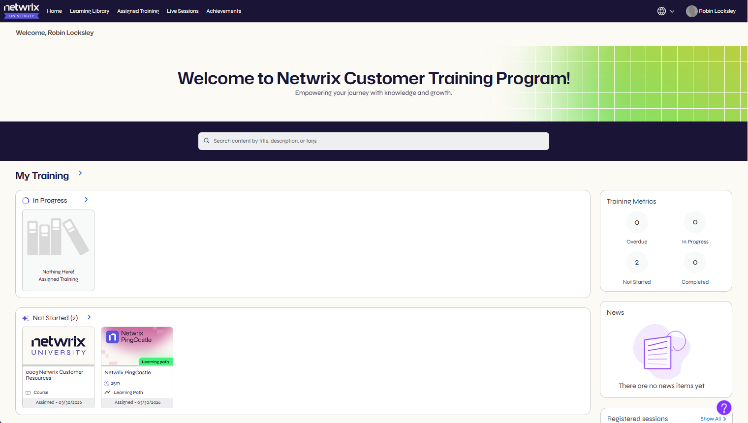 Netwrix University Dashboard