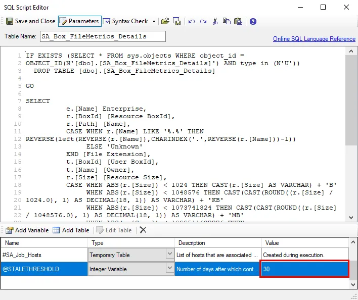 SQL Script Editor