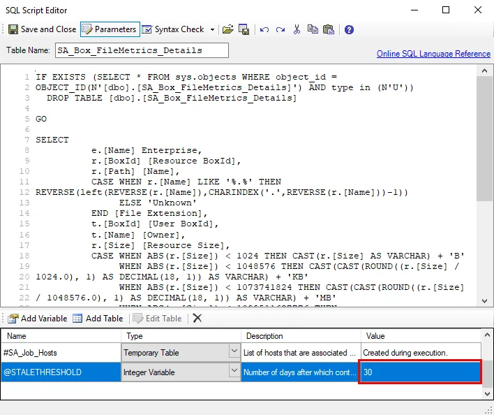 SQL Script Editor