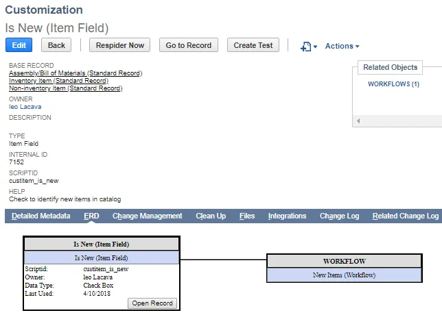 View the Customization Record