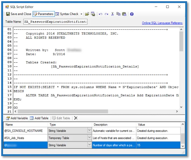 1. User Password Information Analysis Task in SQL Script Editor