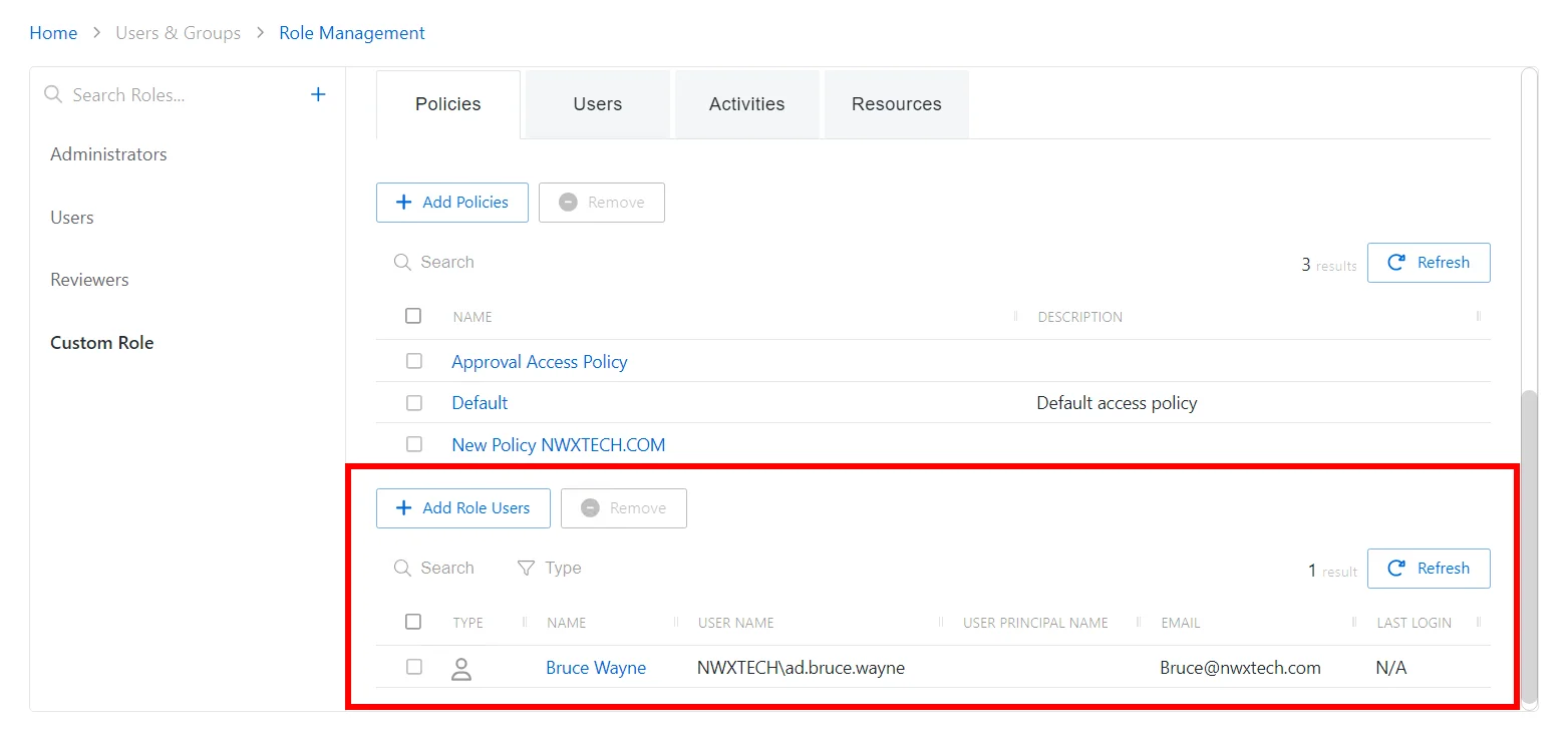Role Users for Custom Role