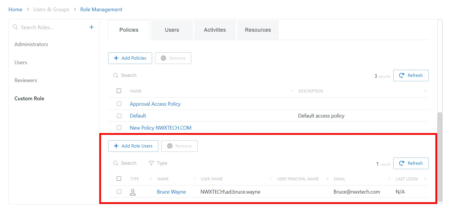 Role Users for Custom Role