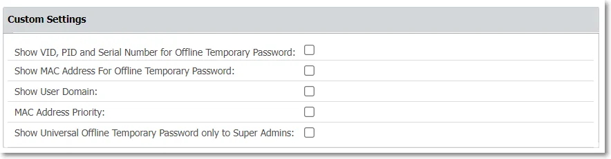 Custom Settings