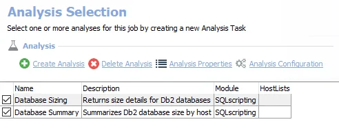 Analysis Tasks for the Db2_DatabaseSizing Job