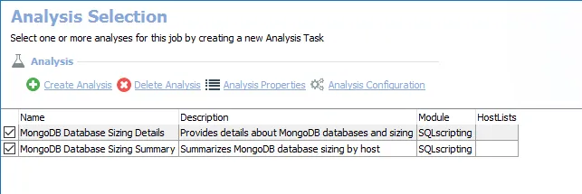 Analysis Selection