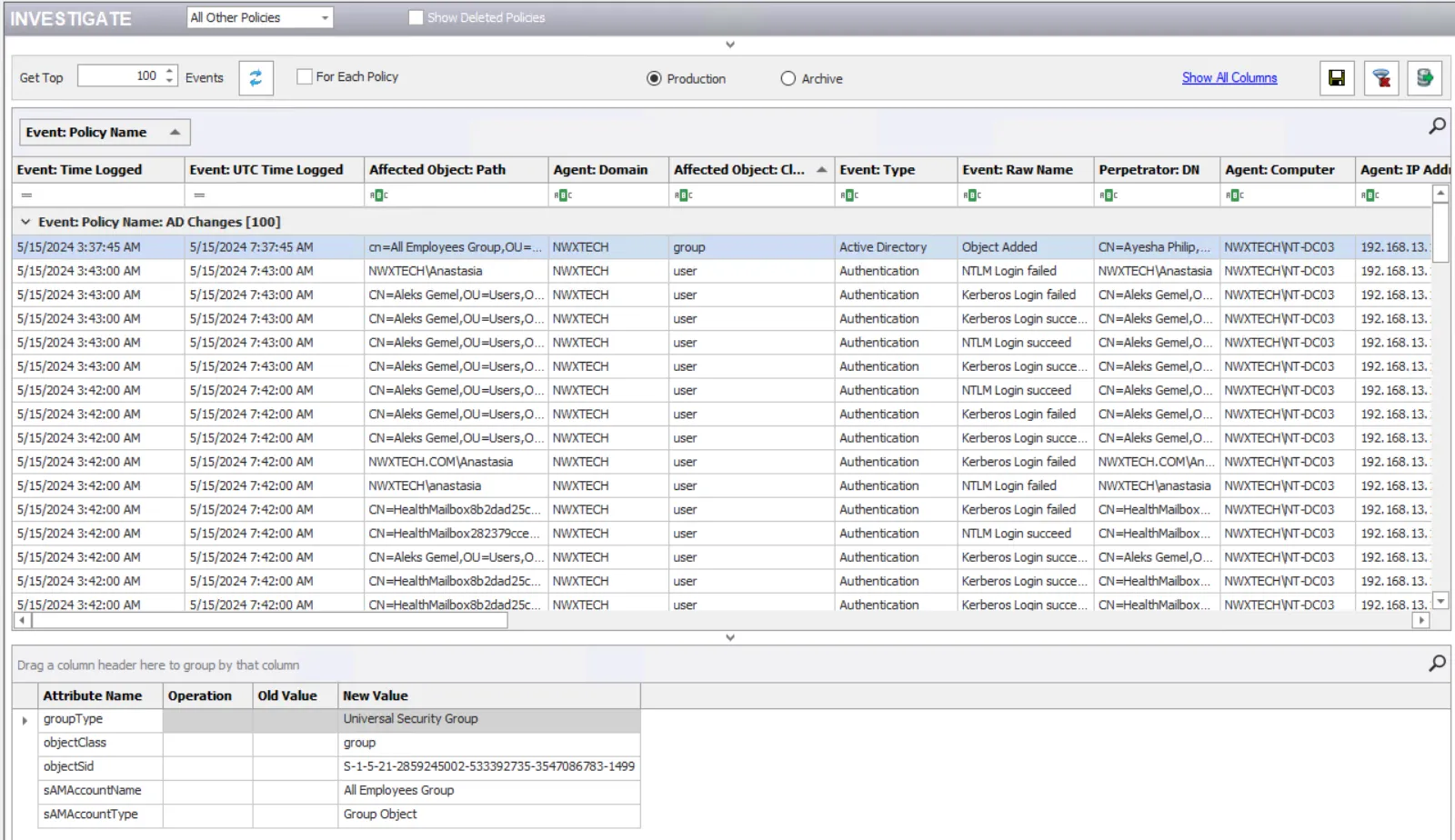 Host Inventory Data Grid