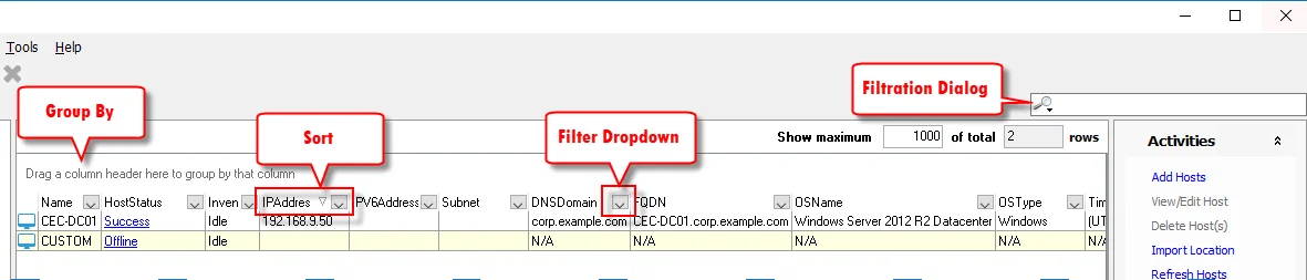 Search Methods - Data Grid