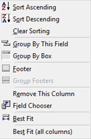 Data Grid Functionality