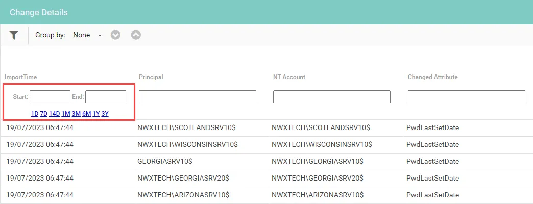 Date column filter