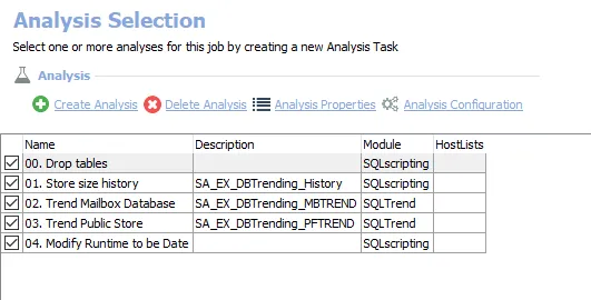 Analysis Tasks for the EX_DBTrending Job