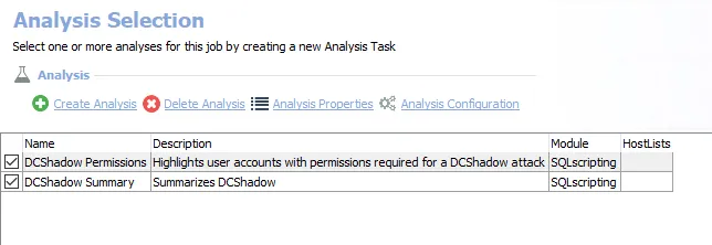 Analysis Tasks for the AD_DCShadowPermissions Job
