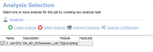 Analysis Selection