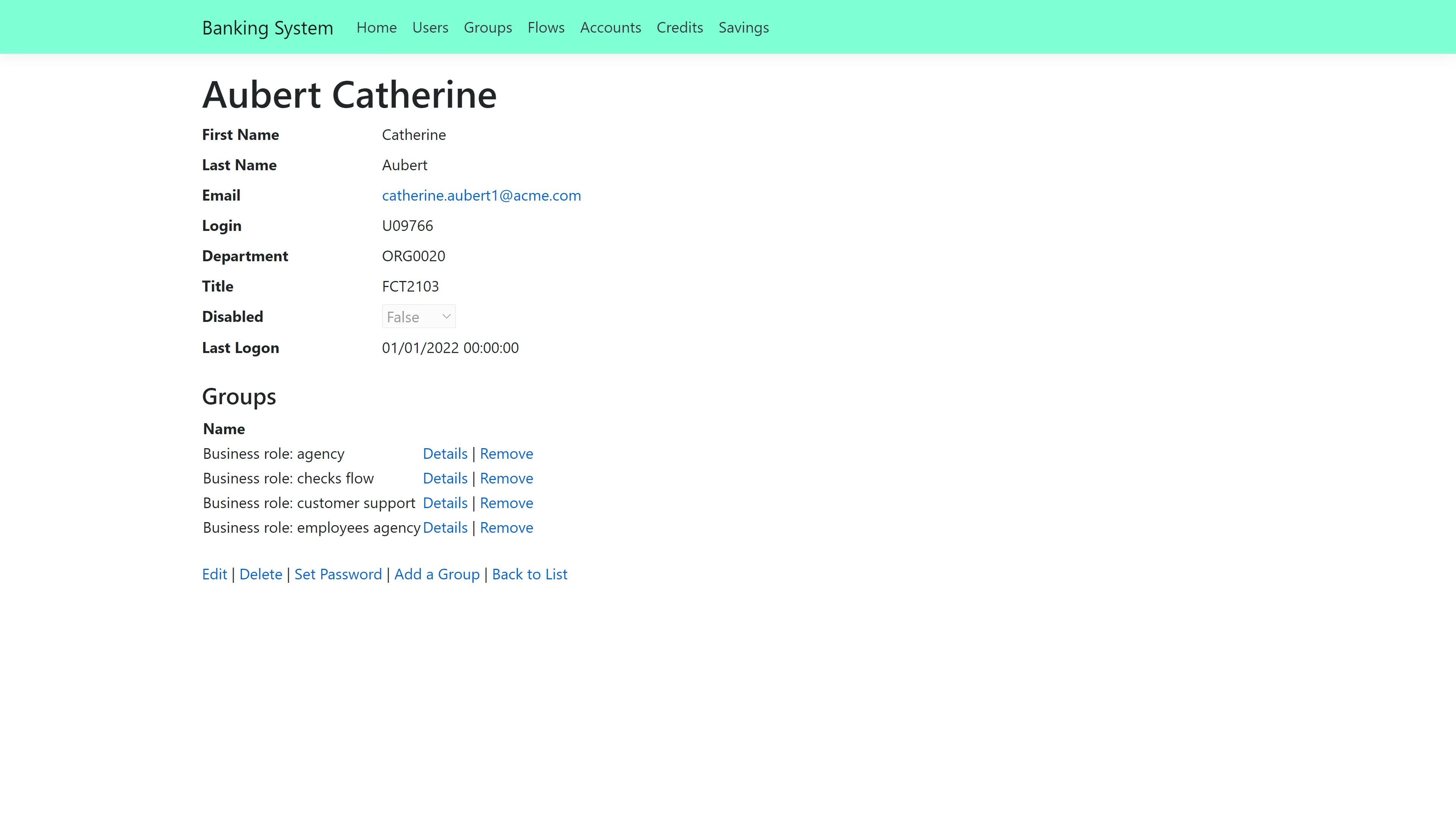 User details