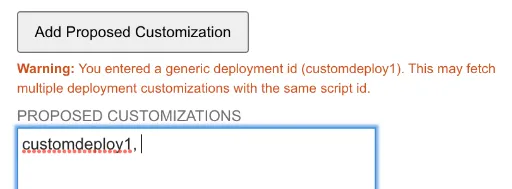 Generic deployment ID warning