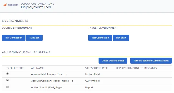 Retrieve the Selected Customizations