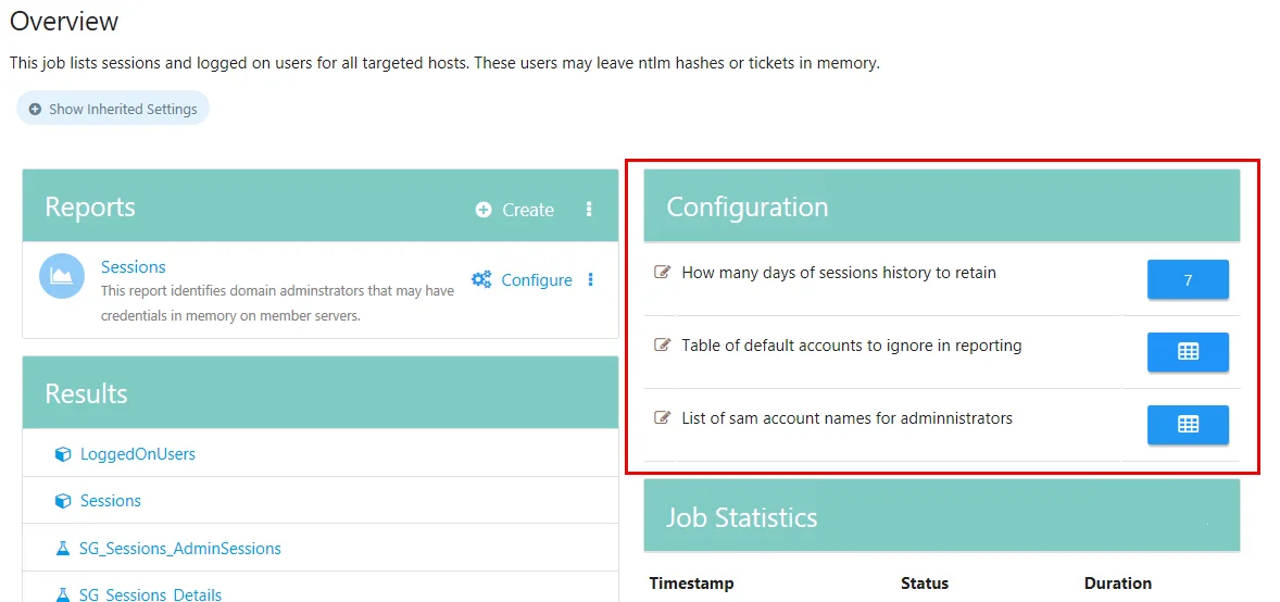 Configuration section of Job description page
