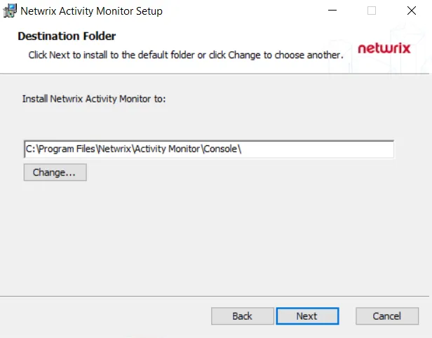 Installation Destination Folder Page